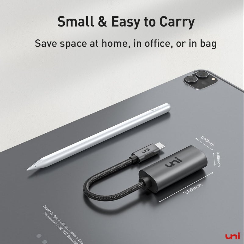 Uni محول uni USB C إلى Ethernet، بدون برنامج تشغيل RJ45 إلى USB C [متوافق مع Thunderbolt 3/4]، محول شبكة Ethernet LAN Gigabit Type-C بسرعة 1Gbps لجهاز MacBook Pro/Air، iPhone 15 Pro/Max، Dell XPS، Galaxy S8-S24 - Image 5